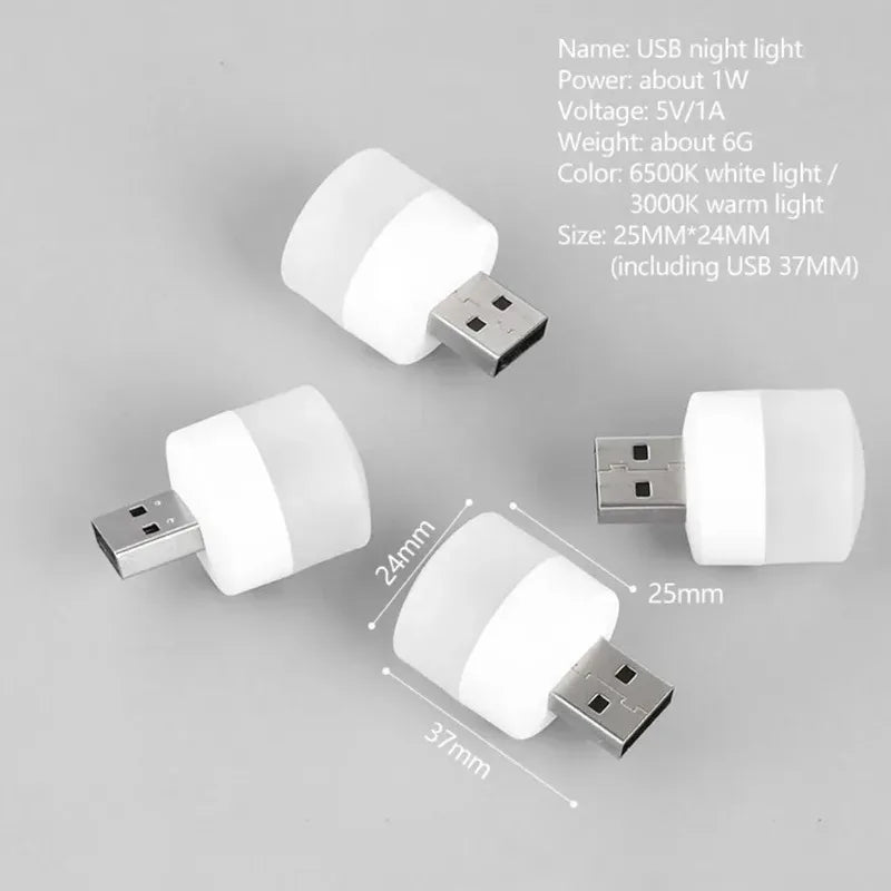 1-10pcs USB Night Light Mini LED Night Light USB Plug Lamp Power Bank Charging USB Book Lights Small Round Reading Oasis Select