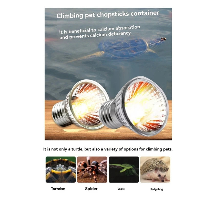 WISH 5PCS UVA+UVB Reptile Heating Light Bulb Snake Turtle Pet Full Spectrum Basking UV Light Bulbs Heating Light Oasis Select