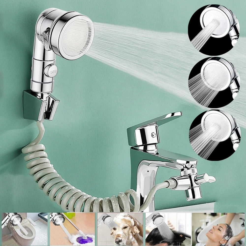 New 3 Mode Bidet Faucet External Shower Head Bathroom Kitchen Basin Tap Adapter Splitter Set Water Diversion Shower Beauty Salon Oasis Select