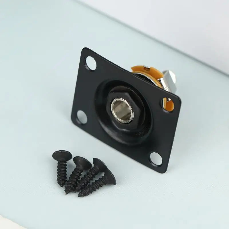 Square Compact Metal Guitar Output Jack Plate, Electric Guitar Socket Panel Replacement Accessory Oasis Select Black