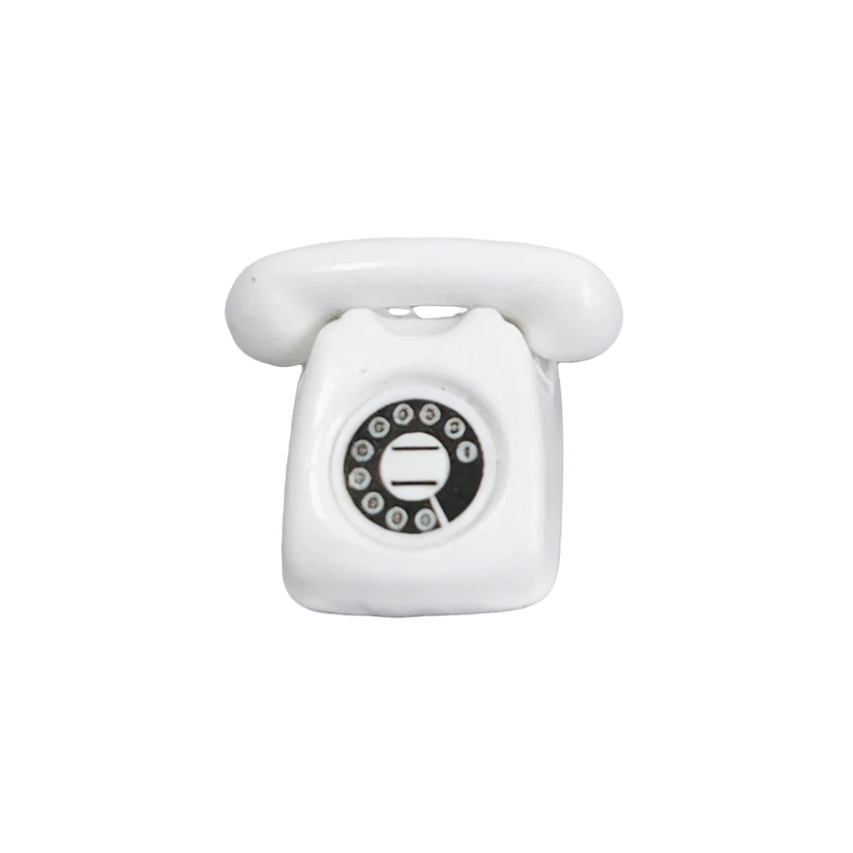 1/4 PCS Mini Vintage Rotary Telephone – 1:12 Miniature Retro Desk Phone for Dollhouse, Fairy Garden Paths & Micro Landscapes Oasis Select White