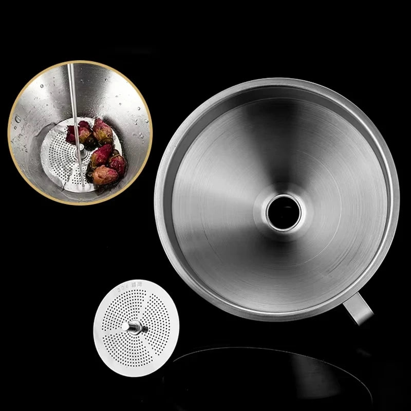 Funnel Kitchen 304 Stainless Steel Funnel Oil Liquid Funnel with Strainer Small Metal Food Oil Filter for Bottle Kitchen Gadgets Oasis Select