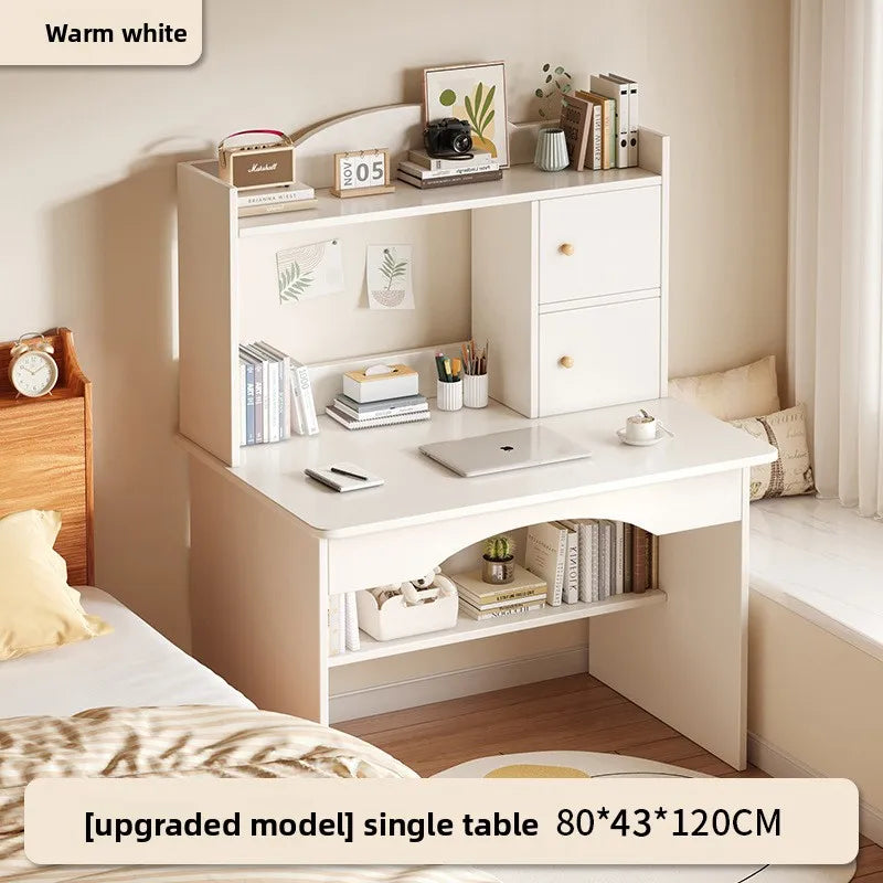 Home Desk Bookcase Integrated Simple Desktop Study Table Bedroom Dresser Locker Computer Desk Oasis Select M-White 80CM