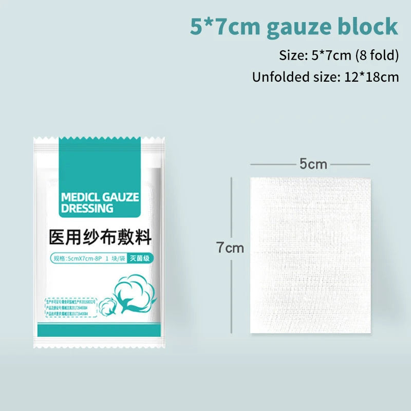 10Pcs 8 Layer Medical Absorbent Gauze Pad Wound Dressing Sterile Gauze Block First Aid Kit Gauze Pad Wound Care Supplies Oasis Select A