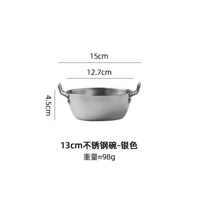1pcs Stainless Steel Korean Style Pot Golden Sauce Dishes Appetizer Serving Dishes Sets Tray Spice Plates Kitchen Tableware Oasis Select silver-S