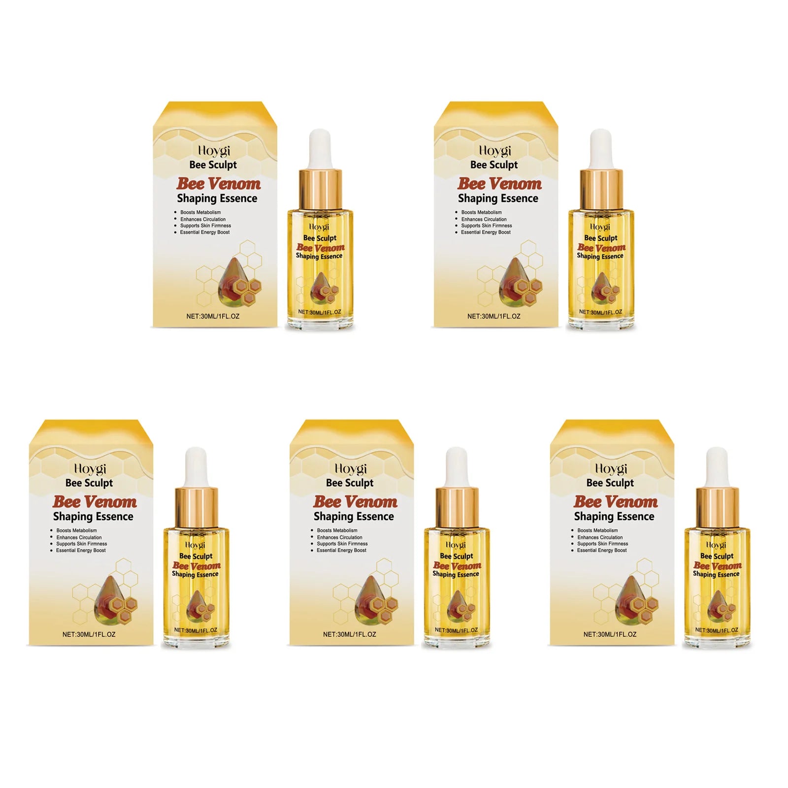 Bee Venom Shaping Oil Firming Lifting Body Skin Anti Cellulite Fat Burning Weight Loss Improve Sagging Thin Leg Massage Oil Oasis Select 5Pcs 30ml