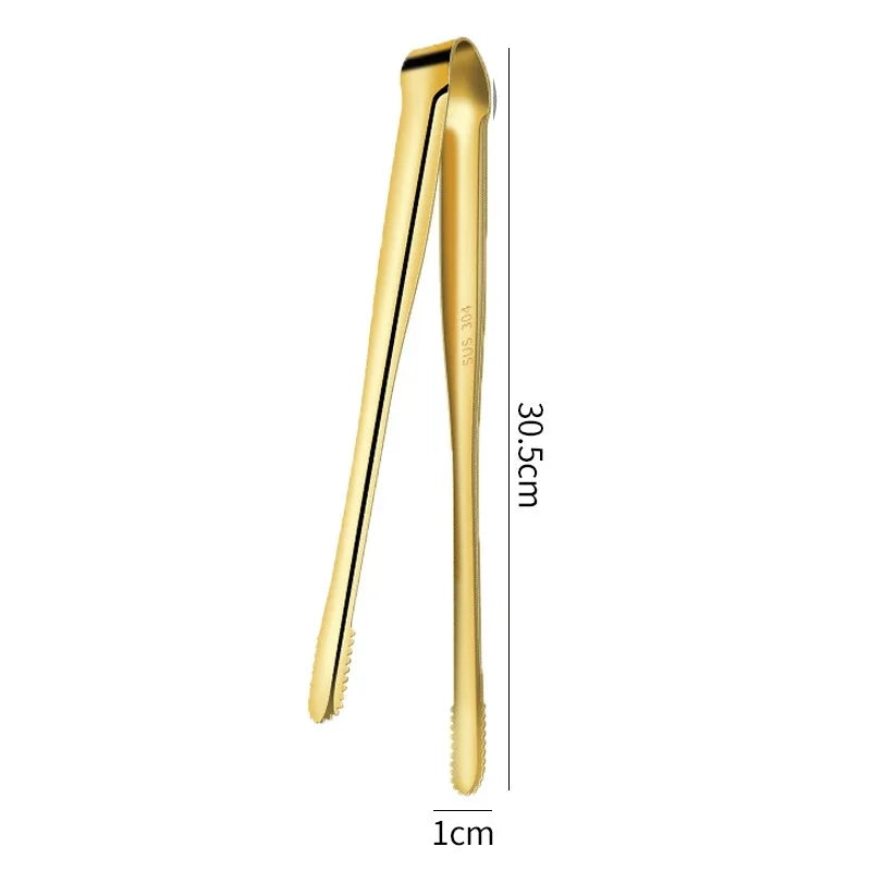2Pcs Kitchen Tongs Stainless Steel Barbecue Tongs Clip BBQ Grill Meat Tongs Cooking Tweezers for Food Utensils Kitchen Tools Oasis Select Golden-30.5CM 2Pcs