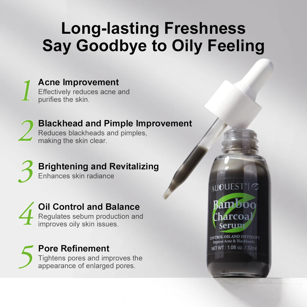 AUQUEST Bamboo Charcoal Serum Oil Control Nourishing Remover Enlarged Pore Face Serum Brightening Skin Care Beauty Health Oasis Select