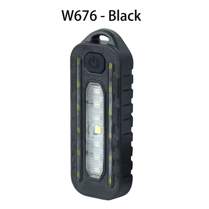 Outdoor Lamp USB Recharge LED Flashlight Work Light Keychain Flashlight for Police Shoulder Clip Lights Warning Flashing Light Oasis Select W676 Black