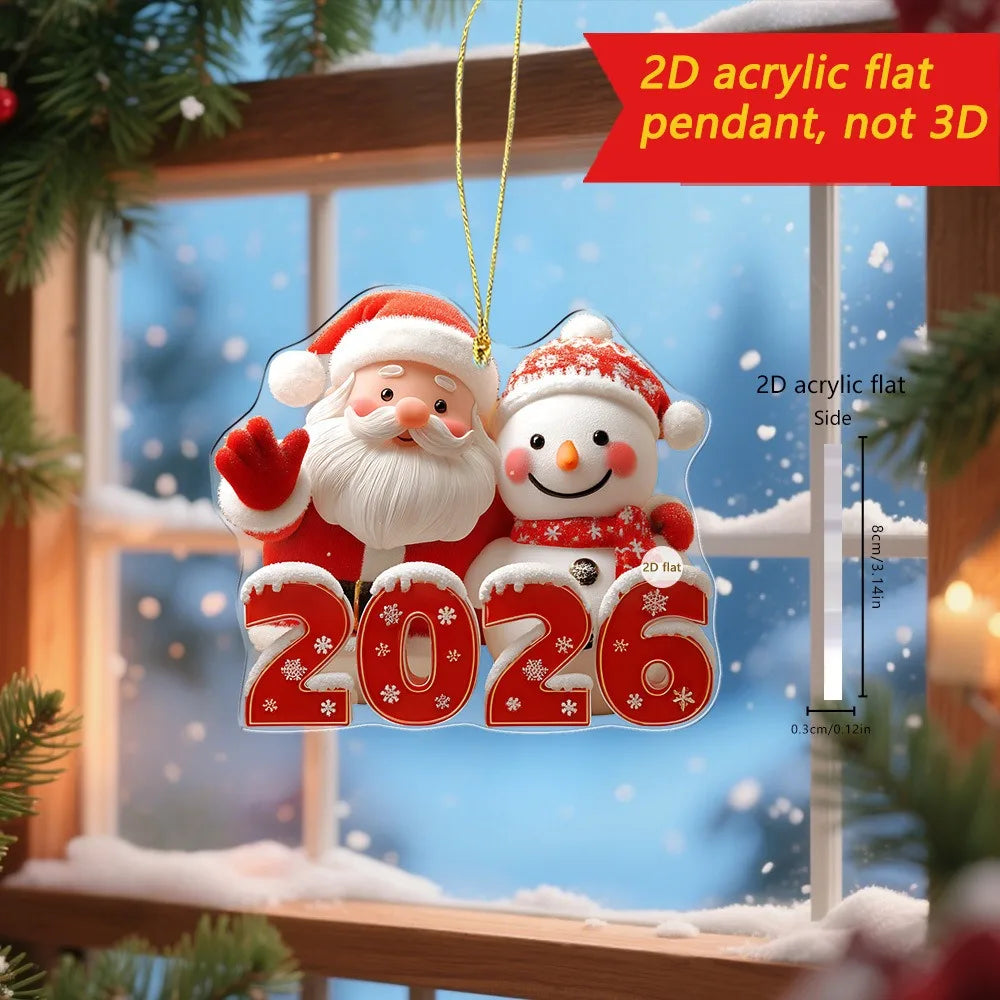 2026 Acrylic Santa & Reindeer Christmas Pendant Ornament