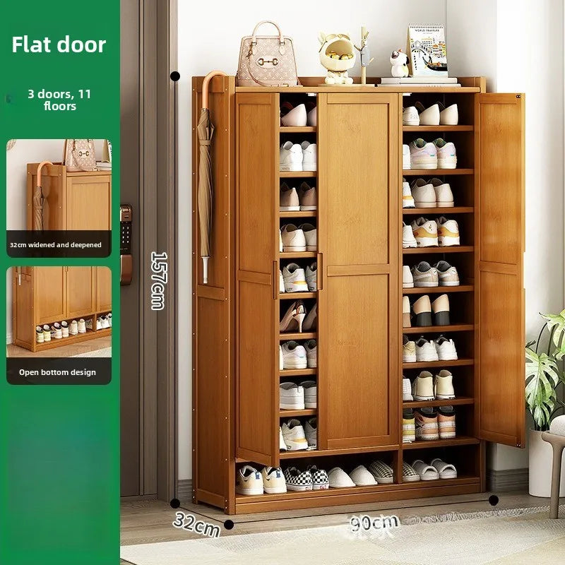 Durable Shoe Cabinet, Nanzhu Shoe Rack At The Entrance Of The Home, Storage Artifact, Space-saving And Dust-proof Entry Oasis Select Door 3-11