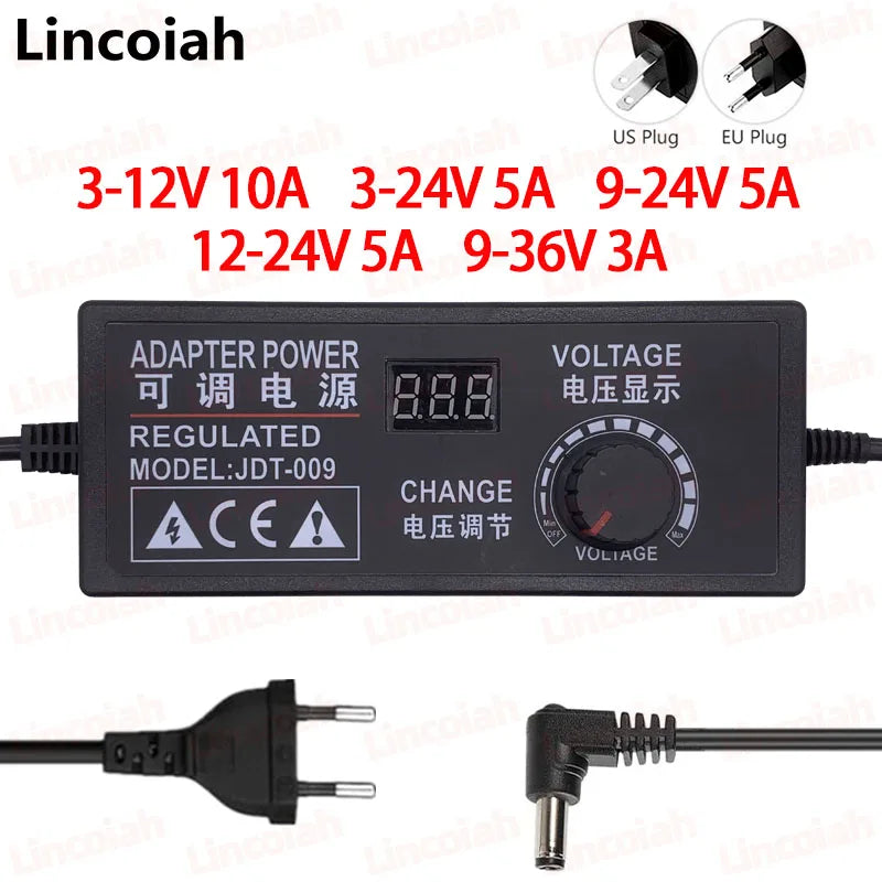 Adjustable AC to DC 3V-12V 9V-24V 12V-24V 5A 10A Universal adapter with display screen voltage Regulated power supply adatpor Oasis Select 3-12V 10A EU