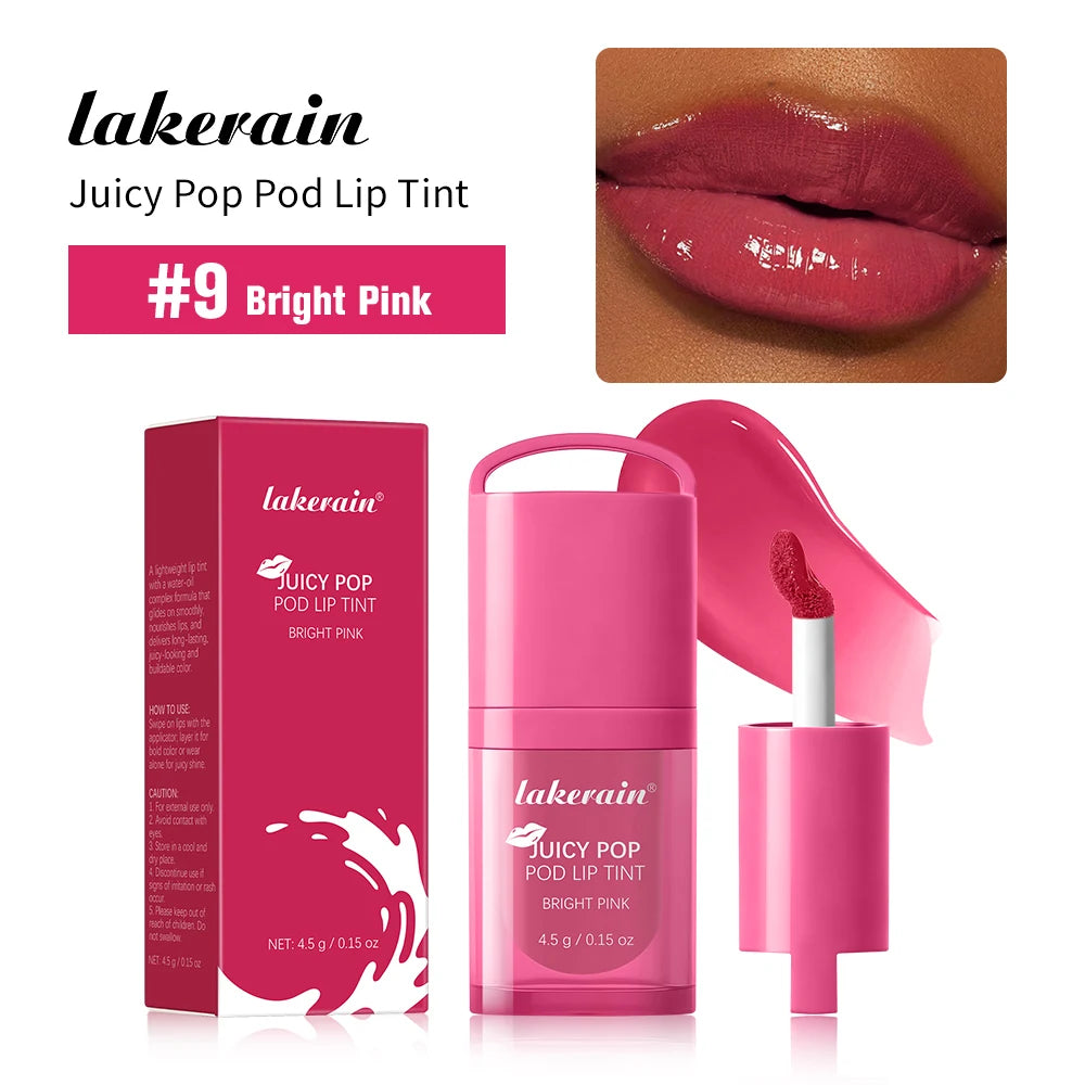 Juicy Box Shape Lip Tint Gloss Moisturizing Lightweight & Non-Sticky Lip Staion Long-Lasting High Shine Finish Lips Makeup Oasis Select Bright Pink