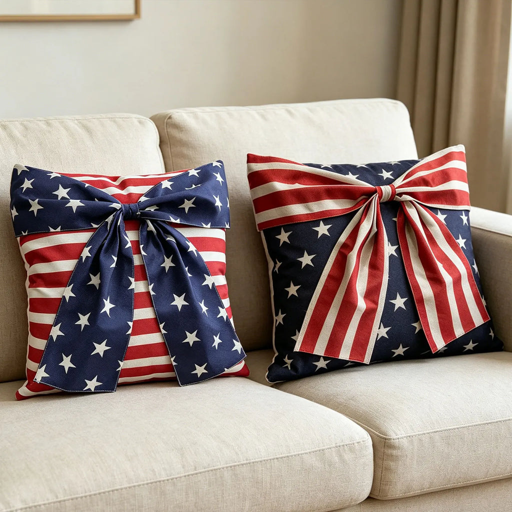 4th of July Patriotic Pillow Cover – Stars & Stripes Cushion Holiday Pillow Cover Oasis Select