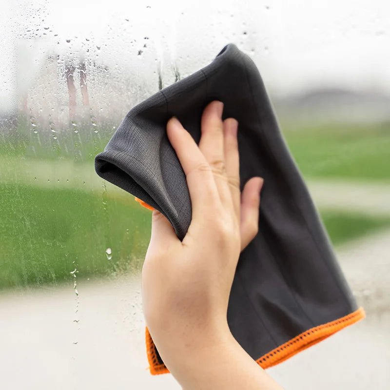 Microfiber Carbon Cloth to Wipe Windows Wine Glasses Tableware Glass Cleaning Cloth Carbon Fiber Rag Oasis Select orange