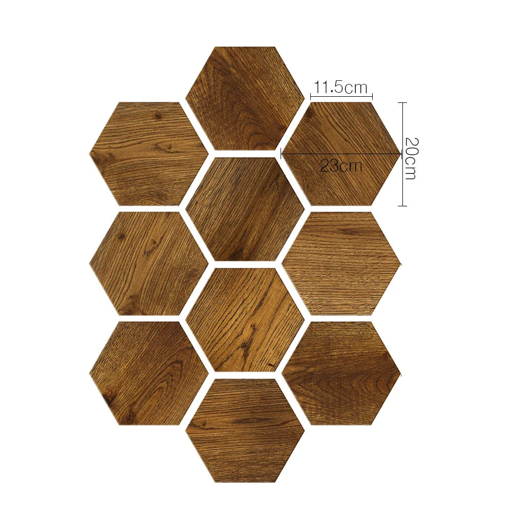 Stereoscopic simulation hexagonal imitation wood grain self-adhesive ceramic tile decorative anti-skid laminated floor tile Oasis Select DB035 10pcs