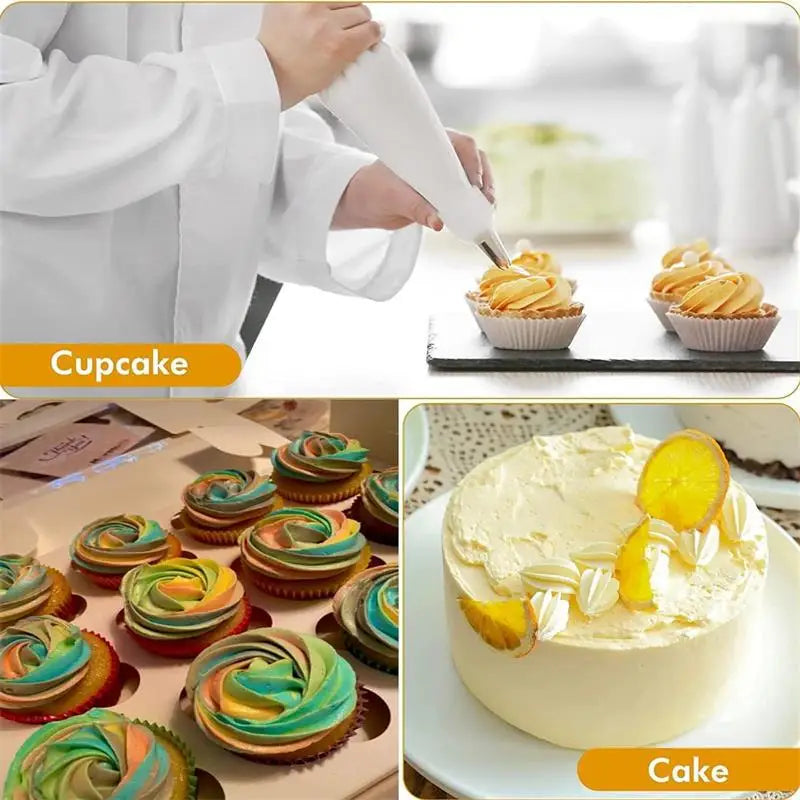 Cake Decorating Tool Set Silicone Pastry Bags DIY Cake Icing Piping Stainless Nozzle Reusable Cream Decorating Mouth Baking Tool Oasis Select