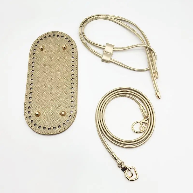 Crochet Handbag DIY Kit – PU Leather Bag Base, Strap & Chain DIY Bag Making Kit Oasis Select Gold