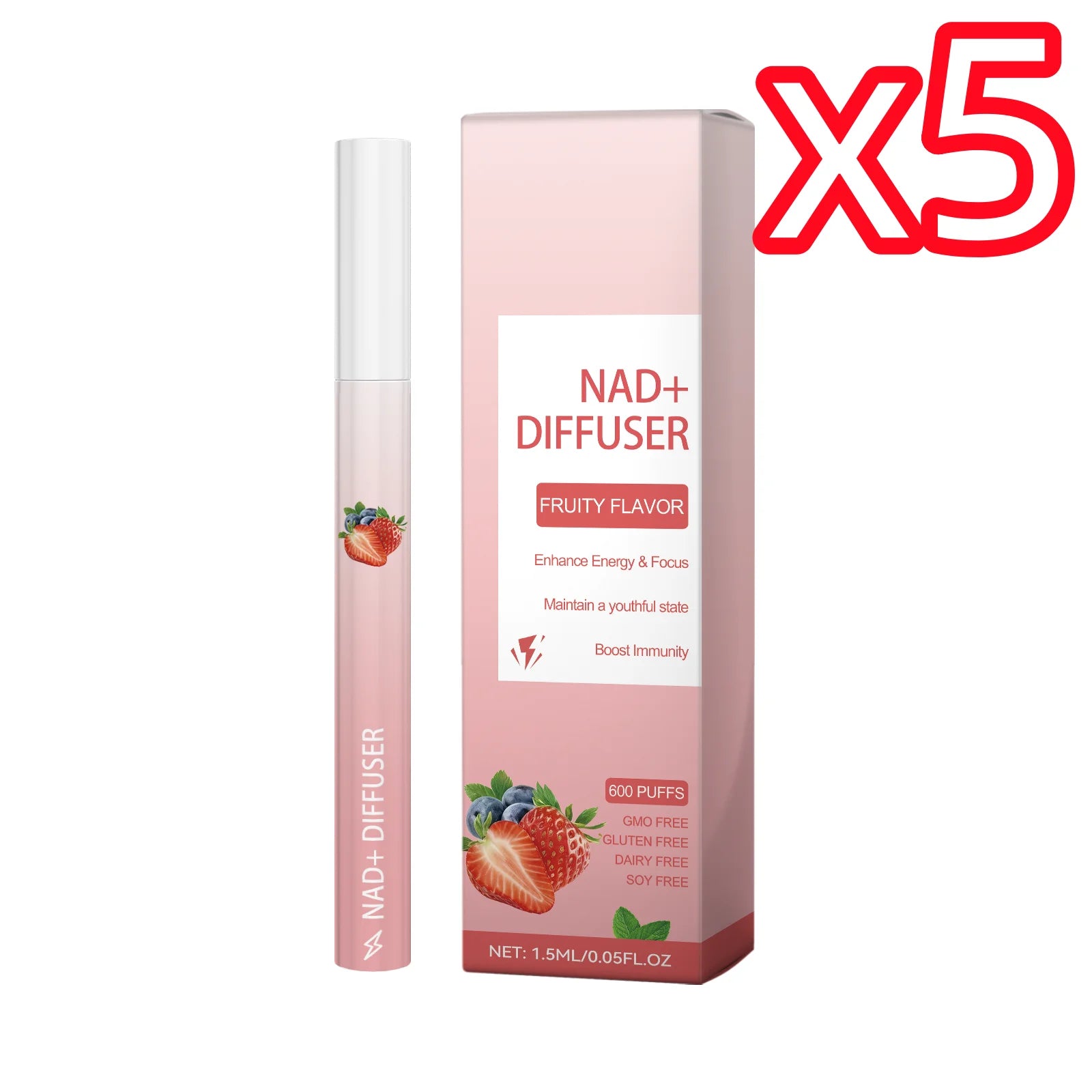 Herbal Energy Stick NAD+ Diffuser Enhance Focus Boost Immunity Improve Body Vitality Soothing Relax Breathing Air Freshener Pen Oasis Select 1pc boxed x 5