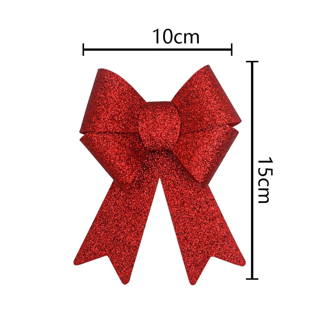 Christmas Bow Red Gold Xmas Tree Large Bowknot For Home Decoration Wedding Navidad New Year Party DIY Hanging Decor Oasis Select Red-10x15cm