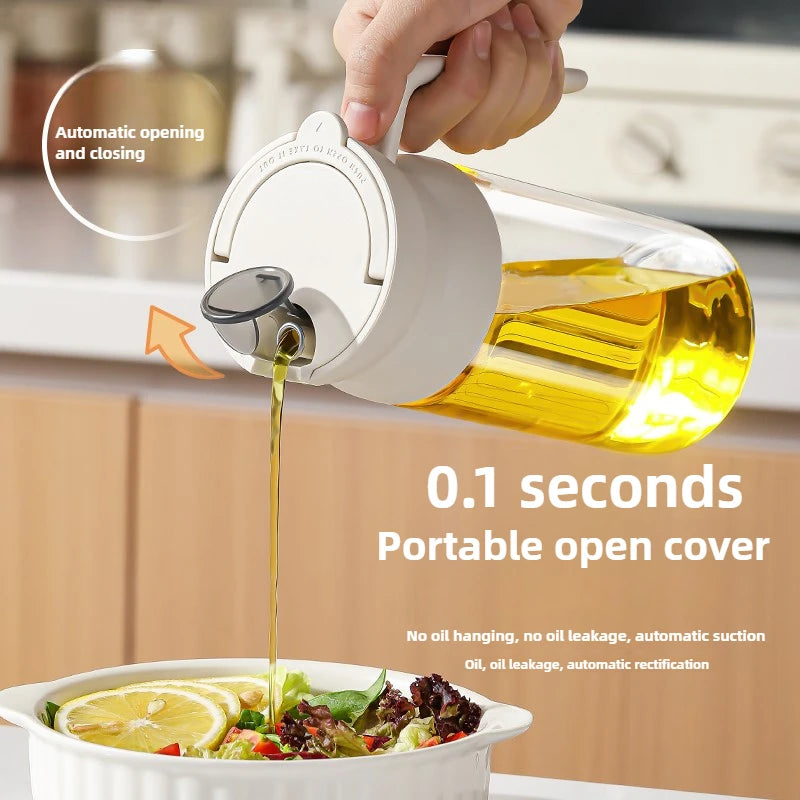 Gravity Oil Pot Automatic Opening and Closing Oil Bottle Household Kitchen Oil-free High Borosilicate Glass Seasoning Bottle Oasis Select