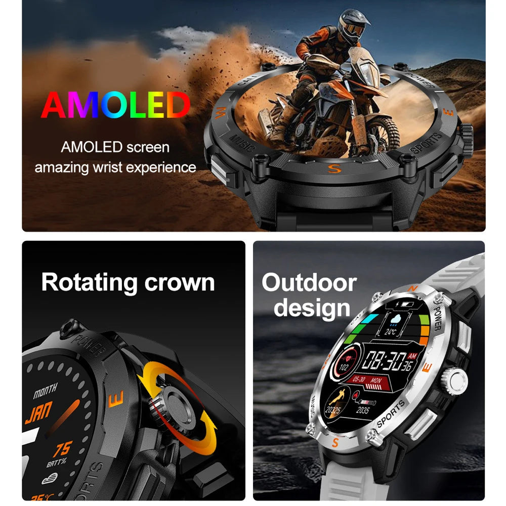 Outdoor Deep Waterproof Smartwatch GPS Sports Smart Watches Men Blue Tooth Call Sports AMOLED Screen Heart Rate Health Detection Oasis Select