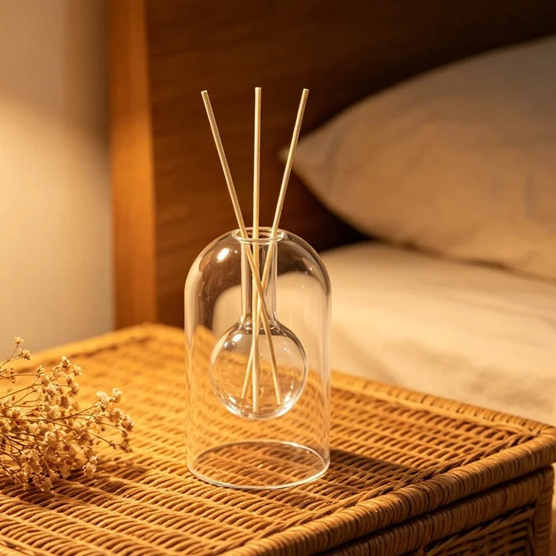 120/200ML Transparent Glass Aromatherapy Diffuser Bottle Glass Storage Containers Home Decoration with Diffusers Sticks Oasis Select