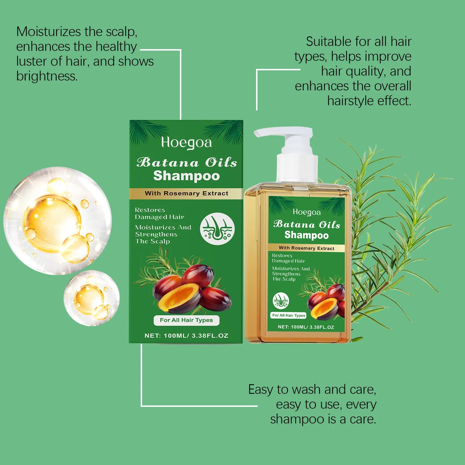 Pure Batana Shampoo Hair Strengthen Moisturizer Restore Damaged Brittle Hair Anti Loss Improve Dandruff Scalp Oil Control Care Oasis Select