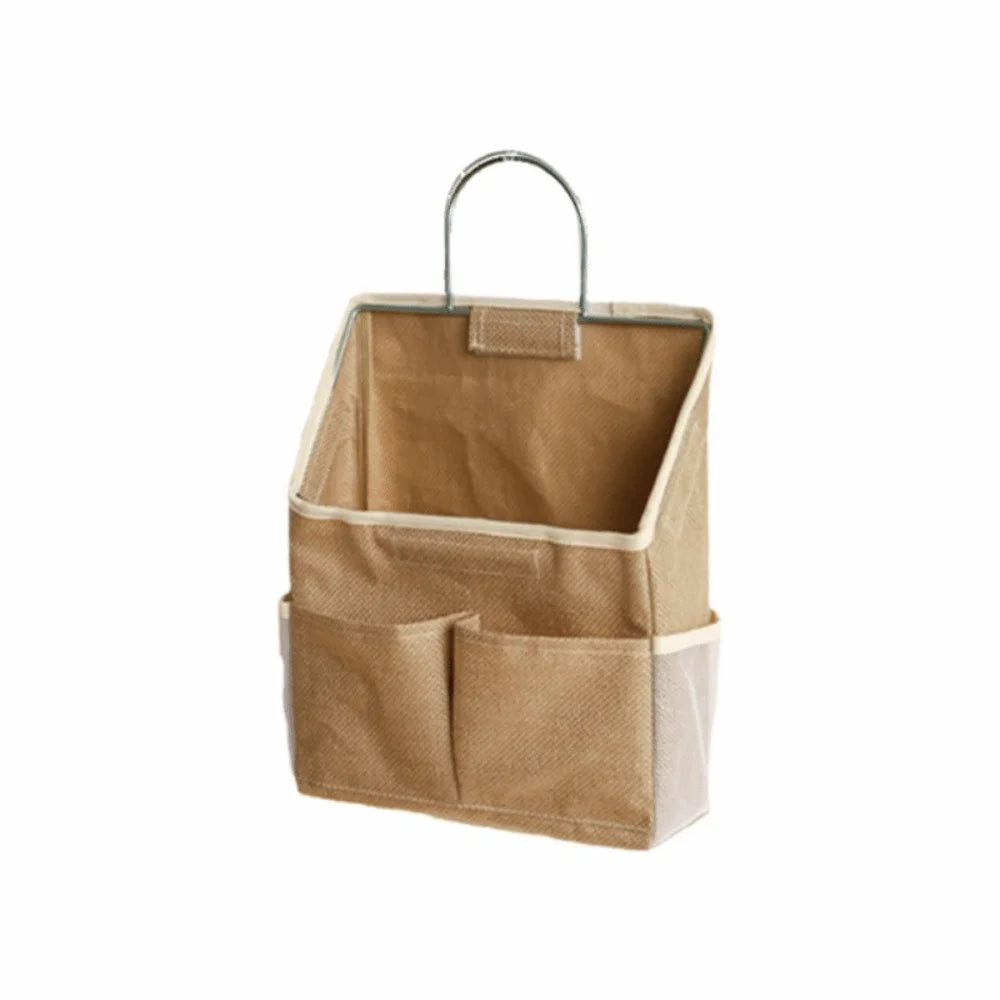 Hanging Storage Bag with Pockets | Cotton Linen Wall Organizer