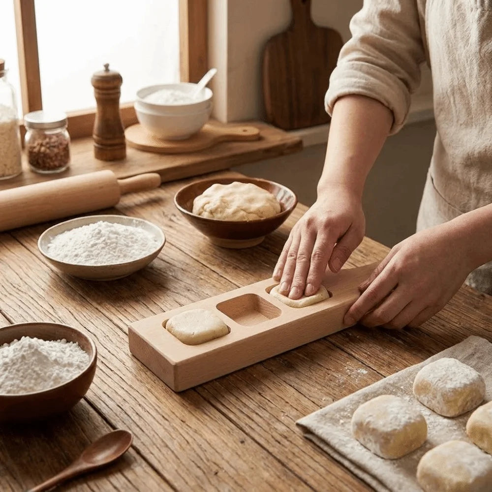 Nut Cookies Mold Non-Stick Wooden Pastry Mold Manual Dough Press Handmade Rice Cake Mold Wood Dessert Mold DIY Oasis Select