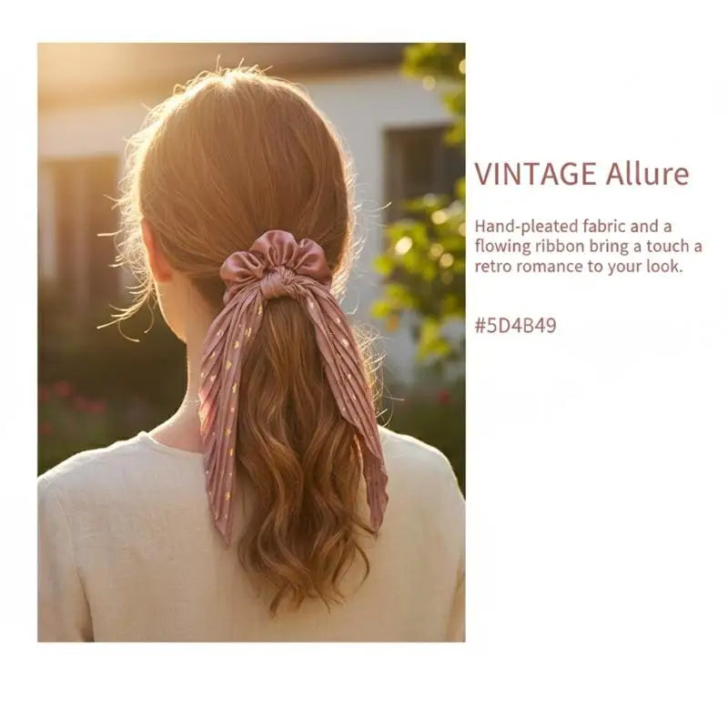 Handmade Crease Scrunchie Retro Ribbon Women's Ponytail Hair Tie Hair Rope Hair Accessory Ретро резинка для волос 핸드메이드 스크런치 Oasis Select
