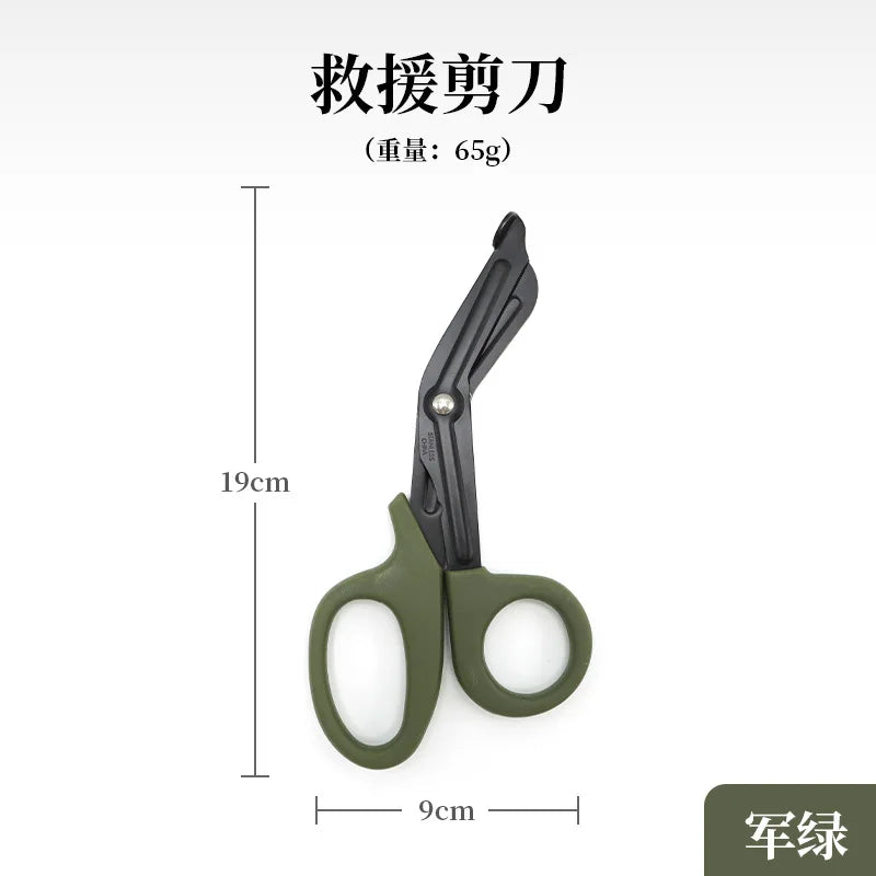Tactical EMT Paramedic Survival Rescue Scissors - Trauma Emergency First Aid Shears for Wound Treatment with Gauze Outdoor Oasis Select green
