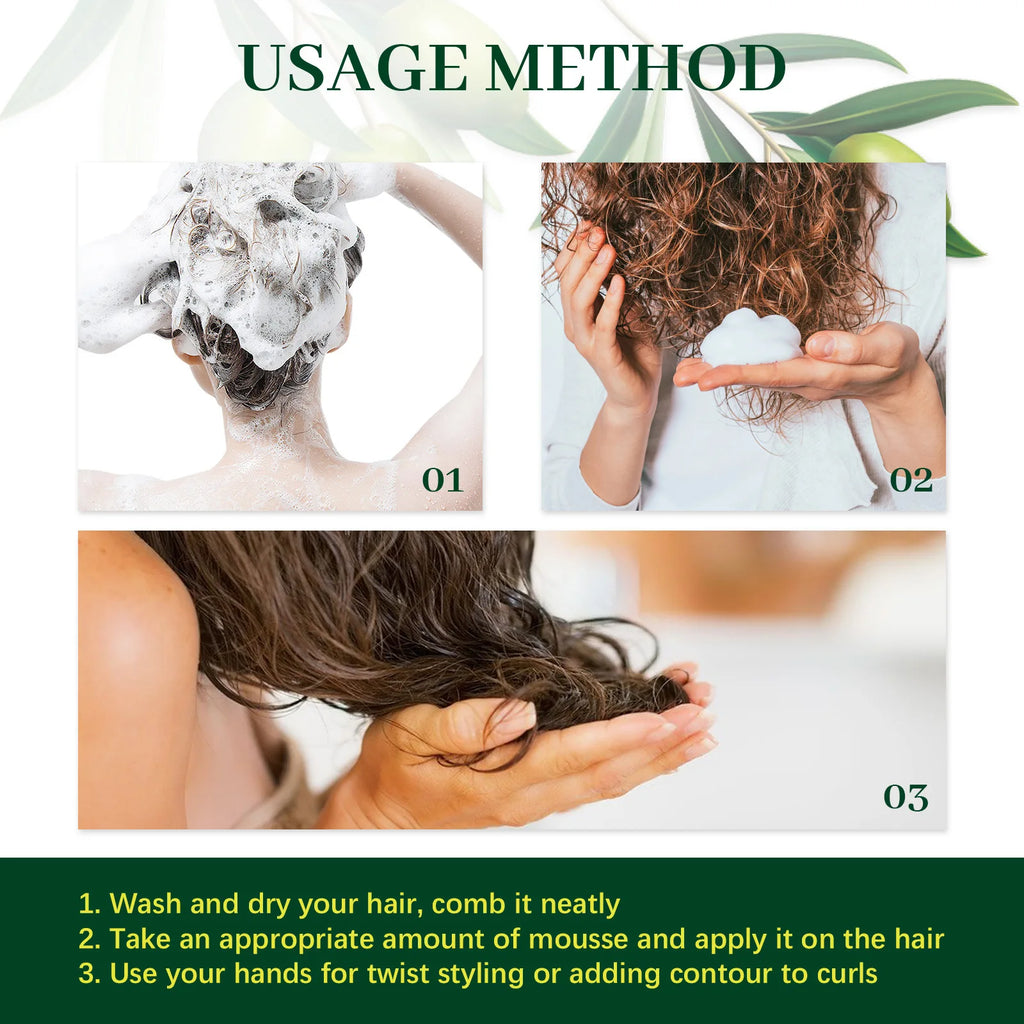 EELHOE Olive Oil Hair Mousse – Anti-Frizz & Volumizing Hair Styling Mousse Oasis Select
