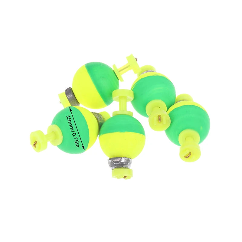 5Pcs Snap-On Ball Fishing Bobber Floats Weighted Bobbers EVA Foam Corks For Crappie Bluegill Panfish Catfish Oasis Select E1
