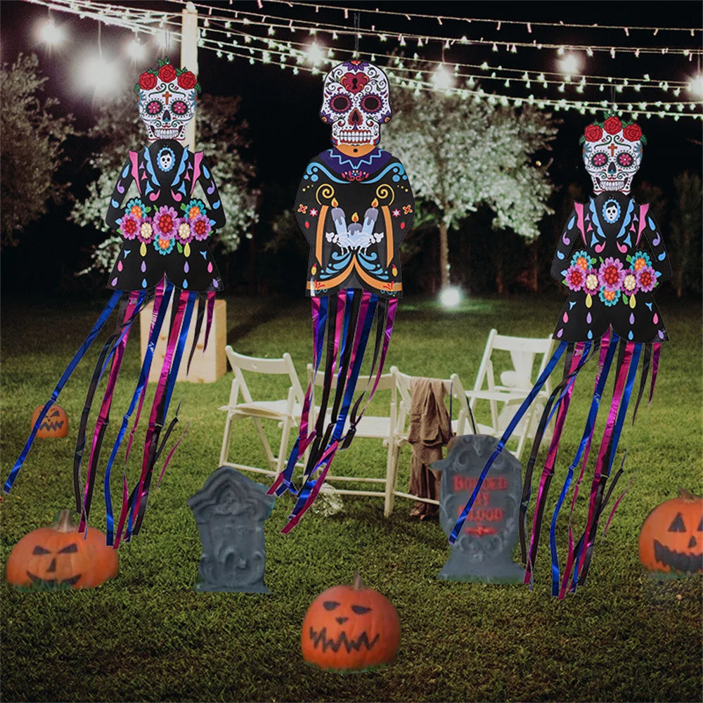 Day of the Dead Skeleton Couple Porch Hanging Flag 130×30cm