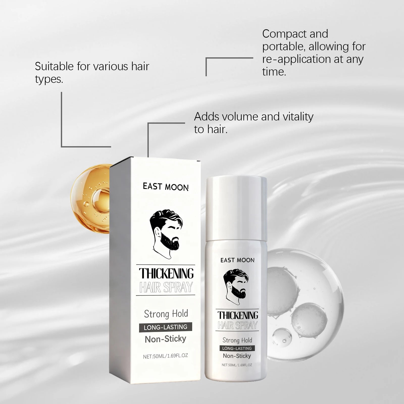Men's Hair Styling and Setting Hair Spray Volumizing Softening Reduces Dryness Refreshing Adds Fullness Hair Setting Spray Oasis Select