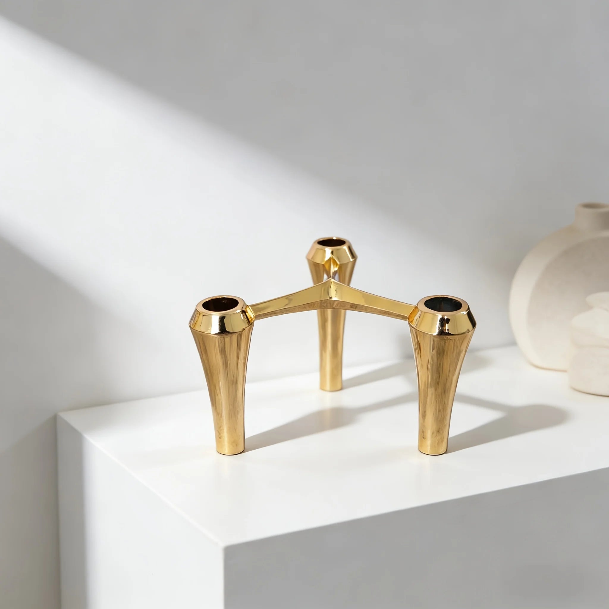 Minimalism Alloy Stackable Candle Holder Set Creative Candlestick Ornament Western Restaurant Candle Stand Home Decoration Oasis Select Gold 1pc