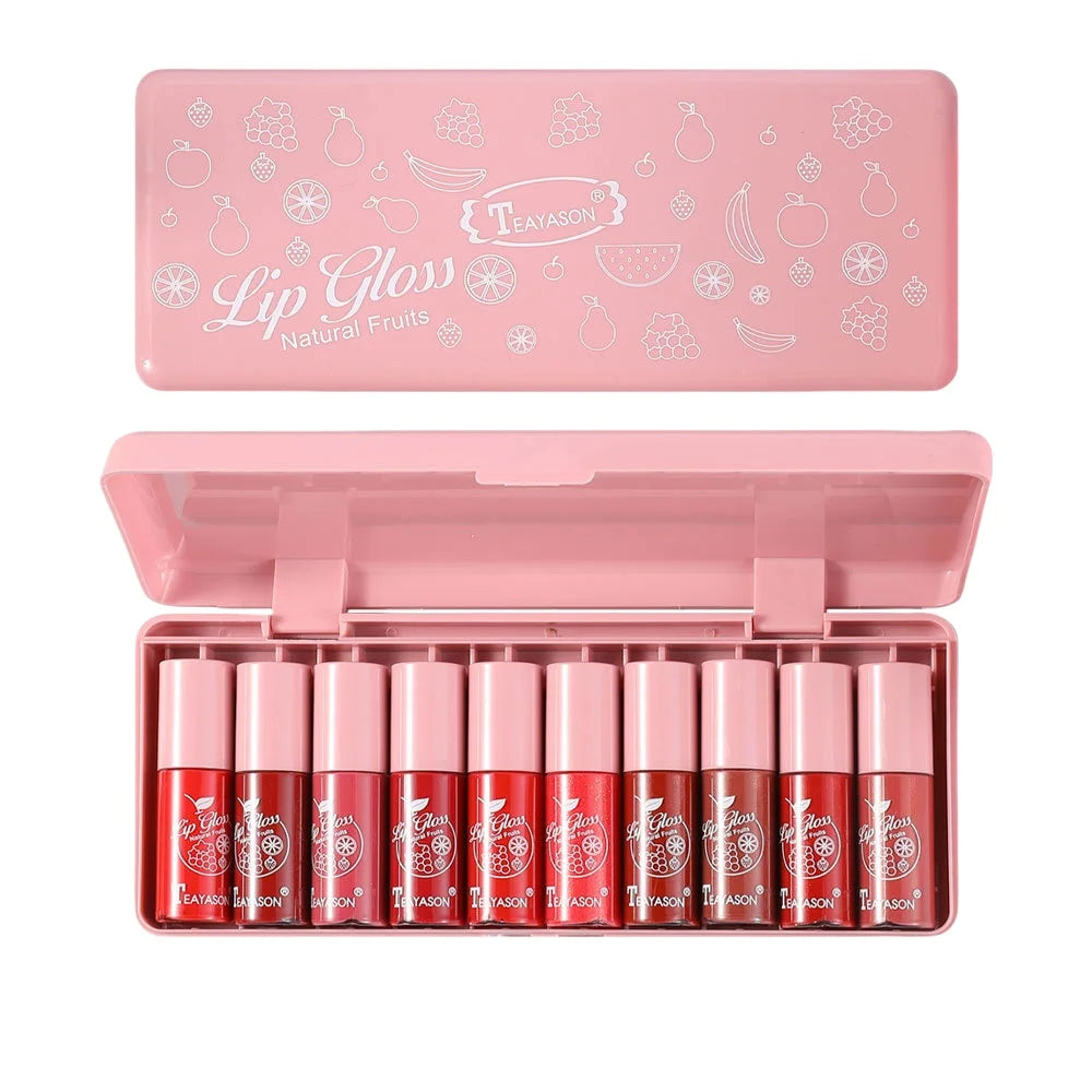 TEAYASON 10-Color Velvet Matte Lip Gloss Set – Waterproof Lip Gloss Set Oasis Select 01
