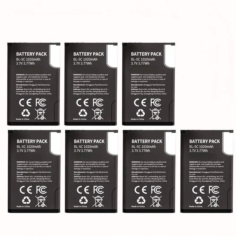 patozm BL-5C Rechargeable Batteries For Broadcast radio / Nokia 1100 1110 1200 1208 1280 1600 2600 2700 3100 3110 5130 6230i Oasis Select 7Pcs battery