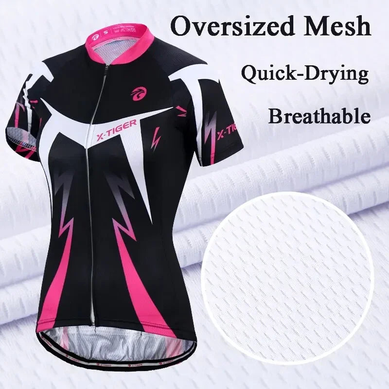 X-TIGER Women's Cycling Jersey Summer Breathable Quick-drying Bicycle Shirt MTB Mountain Road Cycling Clothing Oasis Select