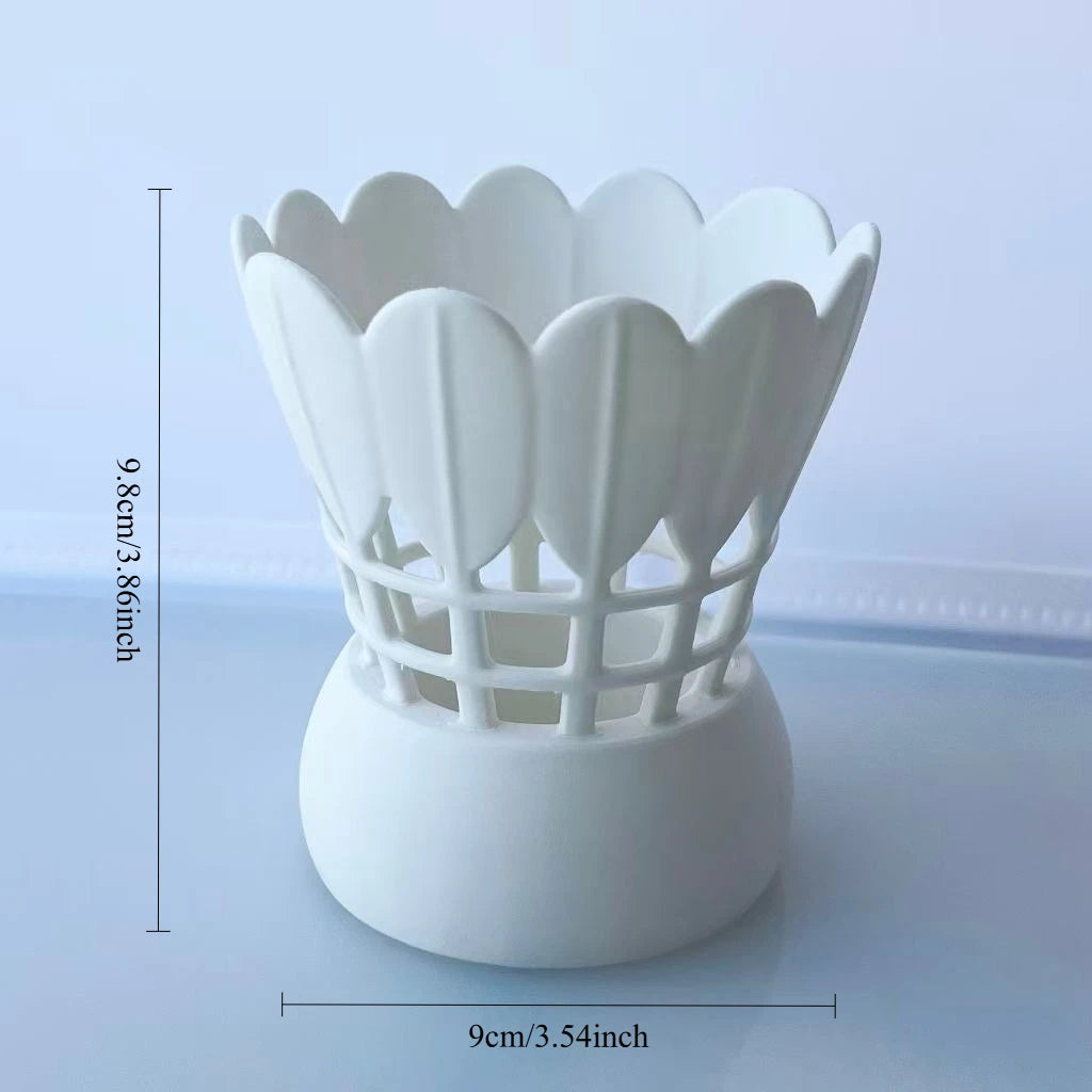 Minimalist Badminton Shuttlecock Shaped Pen Holder Creative Hollow PAL Pencil Cup Desk Organizer for Office Home Decoration Gift Oasis Select Badminton