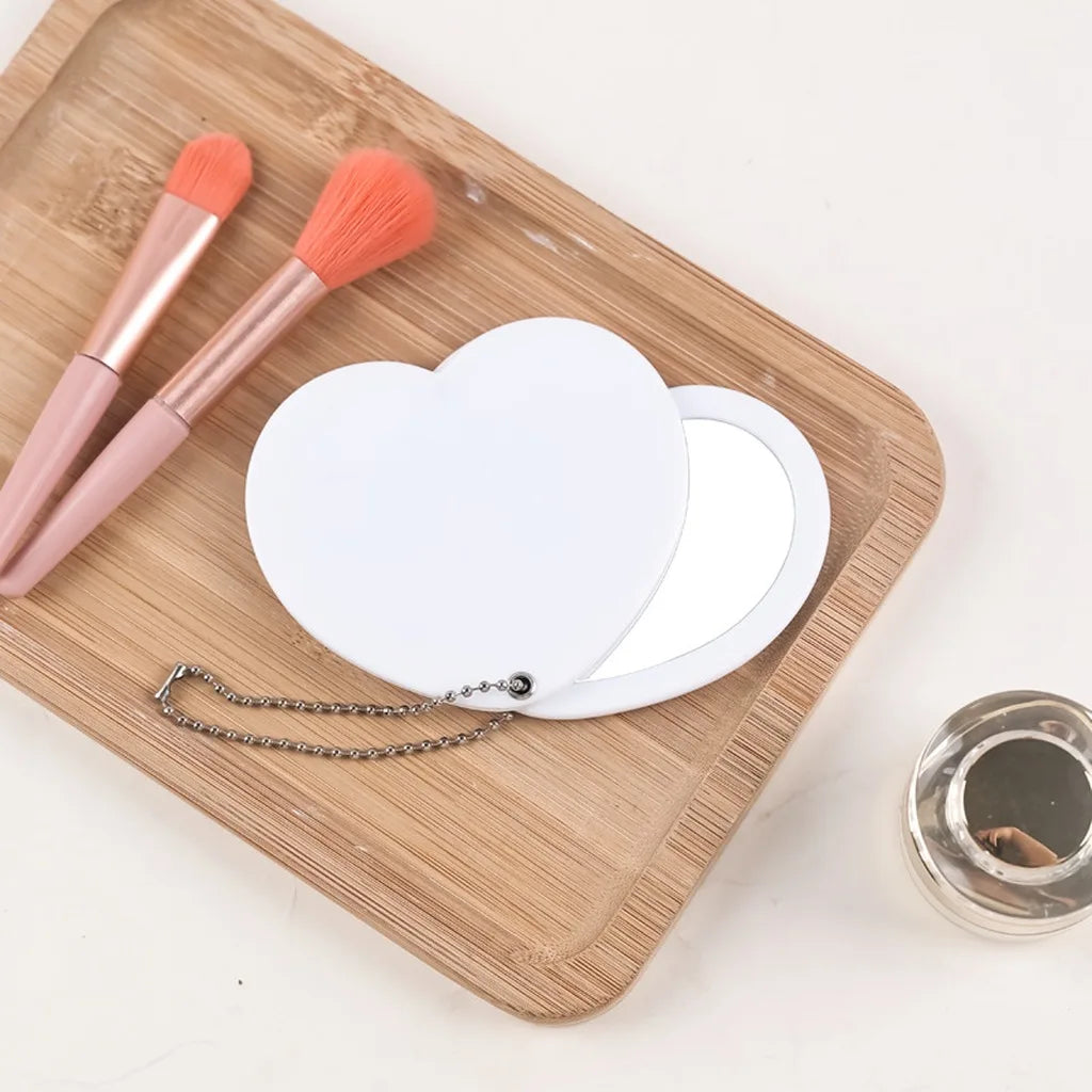 Heart Shaped Compact Makeup Mirror – Double-Sided Pocket Mirror