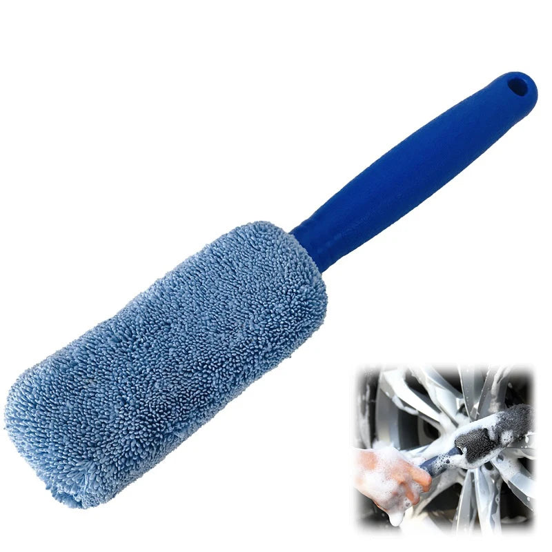 Versatile Auto Washing Kit: Microfiber Car Wheel Brush with Sturdy Plastic Handle Oasis Select