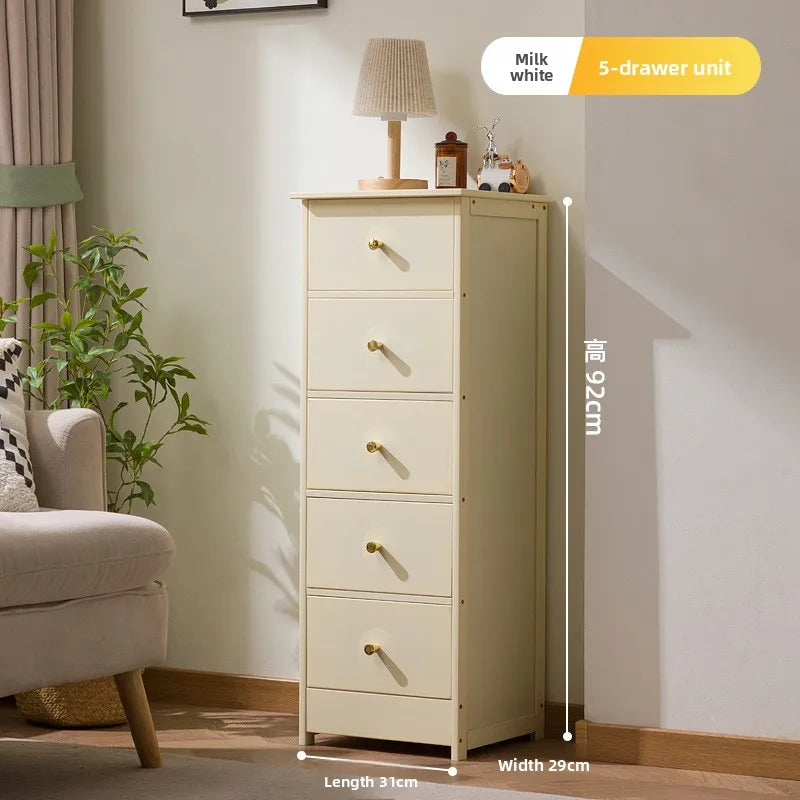 Bookcase storage cabinet chest cabinet lattice cabinet children's log storage bedside table multi-layer dining side cabinet Oasis Select Milk White 5