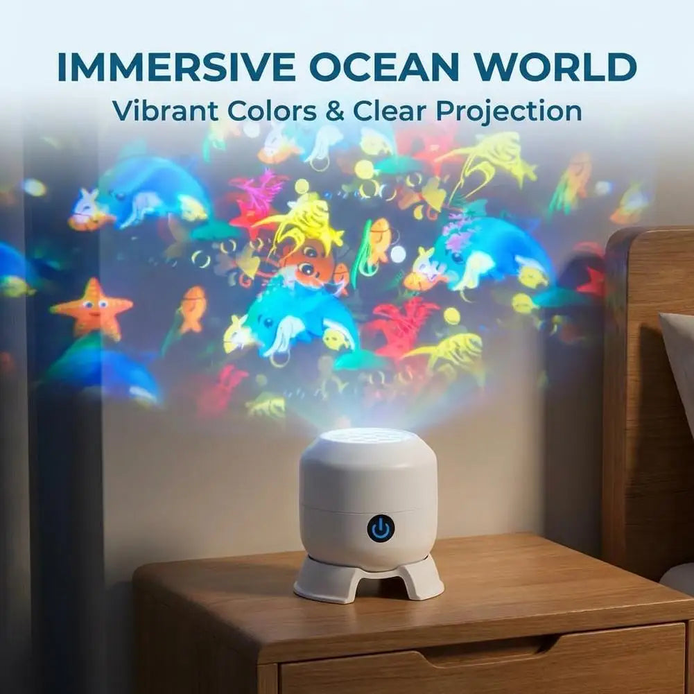 LED Ocean Projector Lamp Dynamic Marine Night Light 360° Rotating Projection USB Rechargeable Calming Sleep Gift for Kids Oasis Select