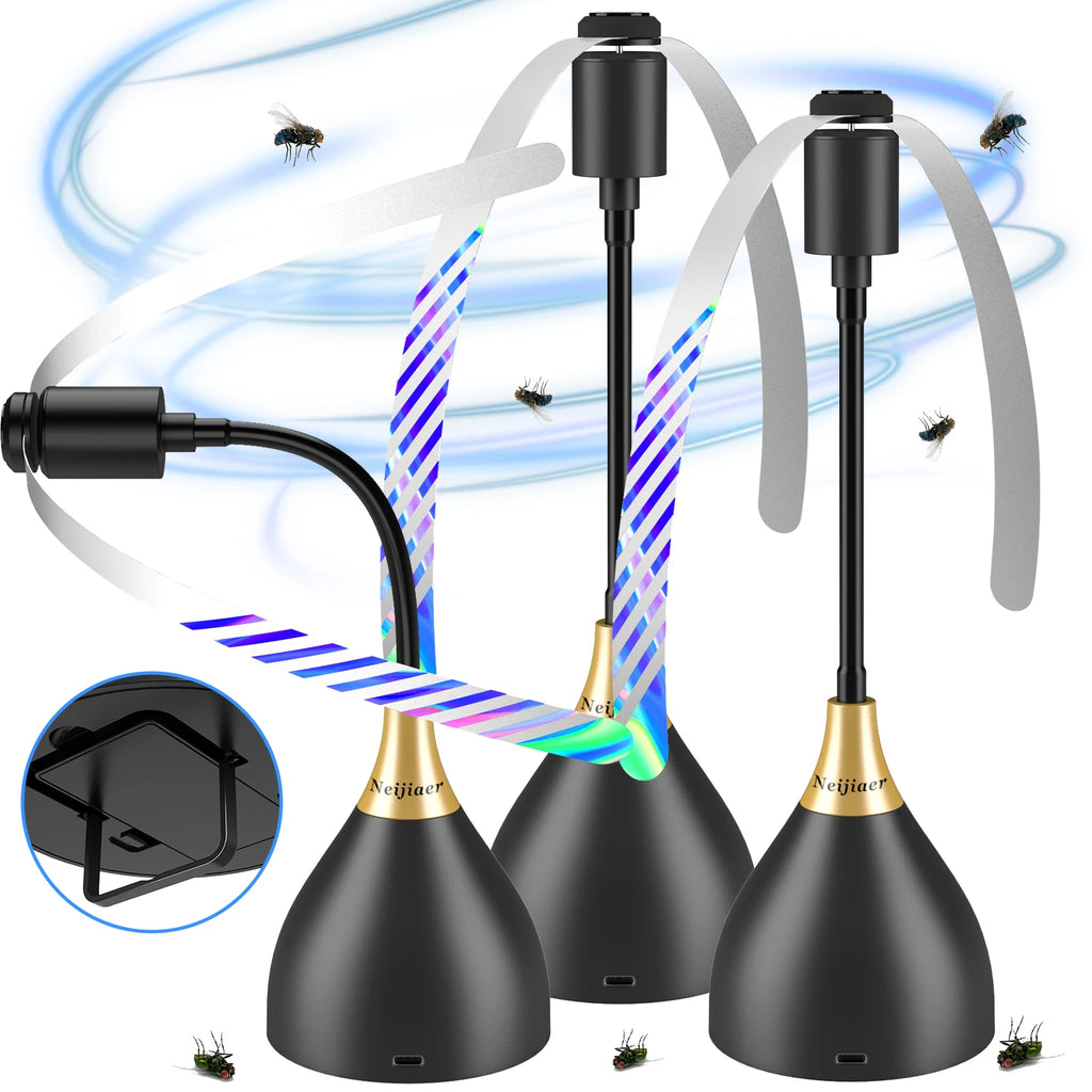 Fly Fans for Tables, Fly Repellent Fan with Soft Blades, USB or Batteries Powered, Soundless and Portable, for Picnic BBQ Party Oasis Select 3pcs-Black