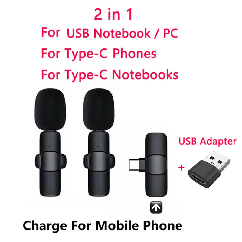 AyeBeau Dual Wireless Lavalier Mic for iPhone & Android