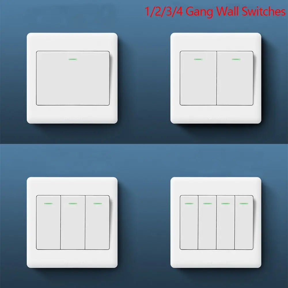 1Way Button Wall Switches Home Accessories Durable 1/2/3/4 Gang with Fluorescent Indicator Light Wall Light Switch Panel Oasis Select