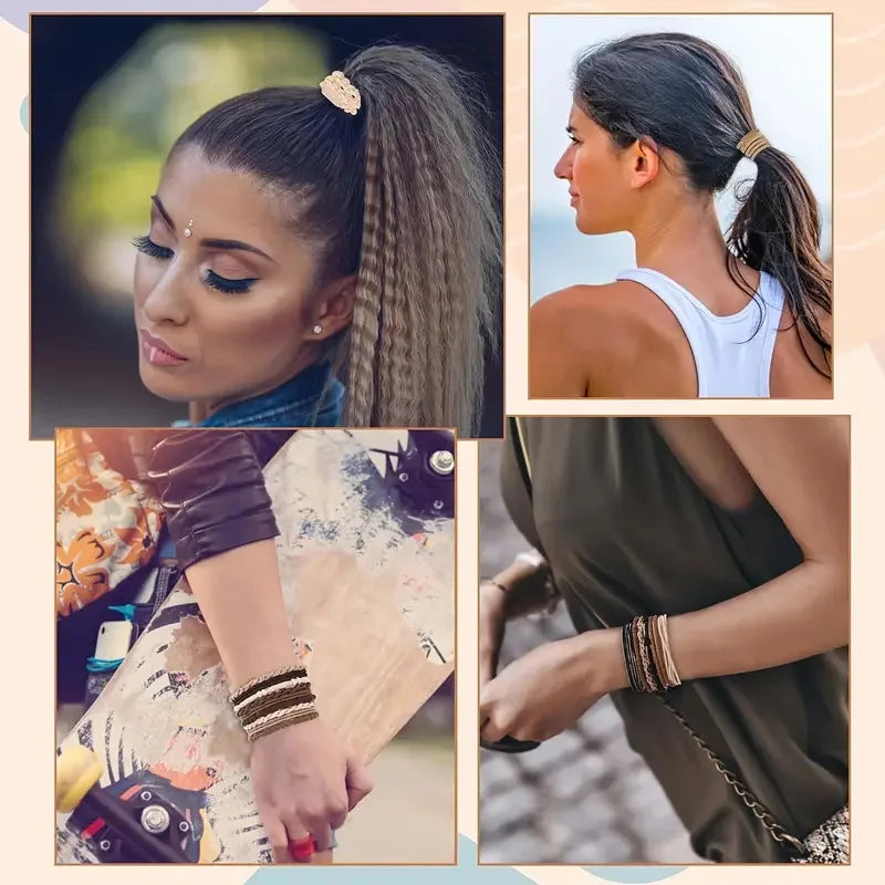 20pcs Boho Hair Ties Elastic Bracelets for Women Cute Hair Ties No Damage Ponytail Holders for Girls with Thick and Thin Hair Oasis Select