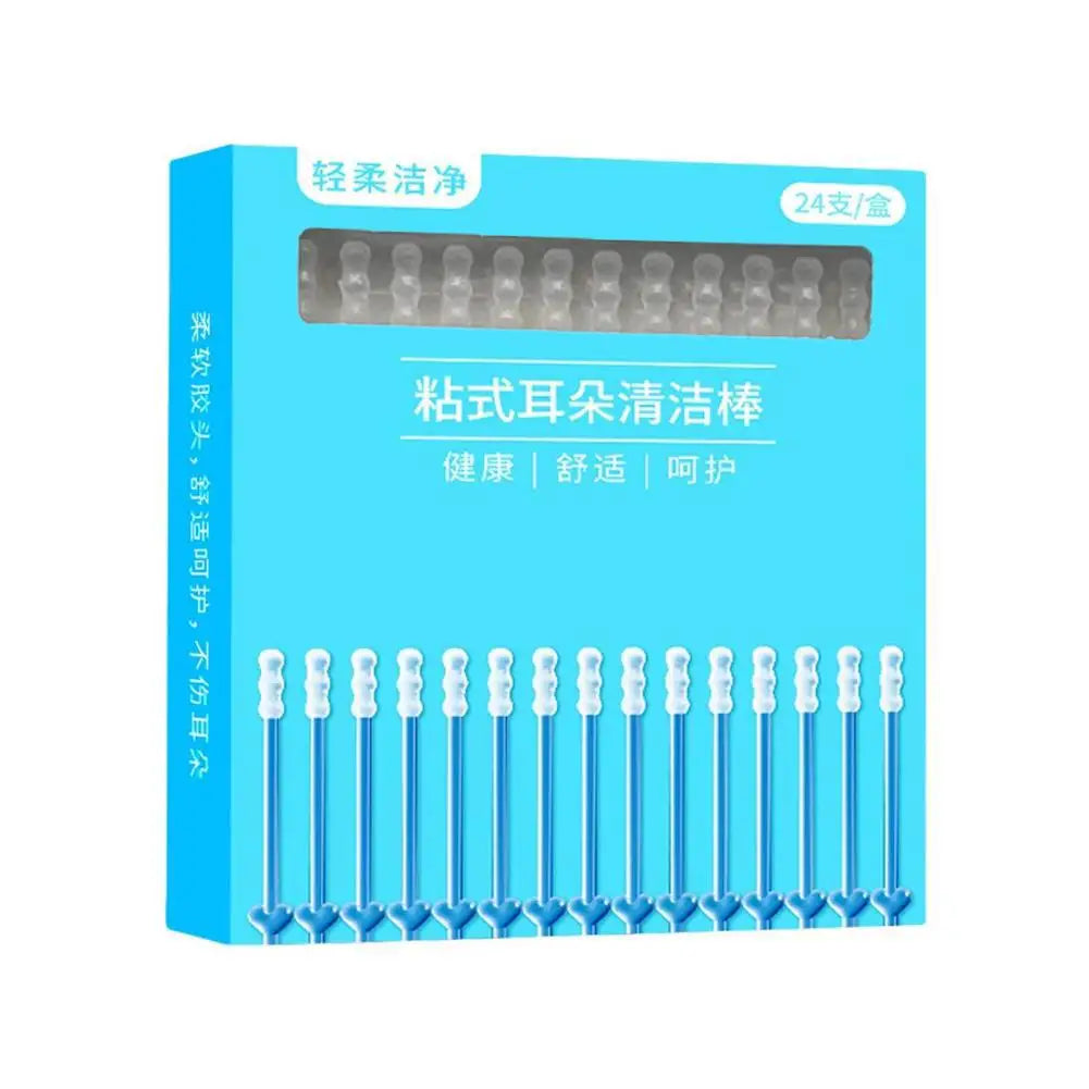 24Pcs/Box Silicone EarWax Remover Sticky Ear Picks Disposable Adhesive Earpick S/L Reusable Ear Cleaner for Kids & Adults Oasis Select A